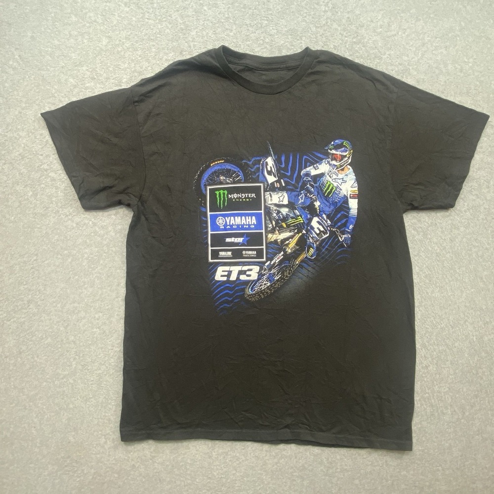 VTG Monster Dirtbike Racing Black T-Shirt Sz‎ M Yamaha Sports Tomac Supercross